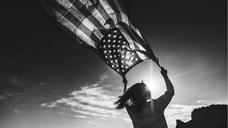 Woman with American Flag